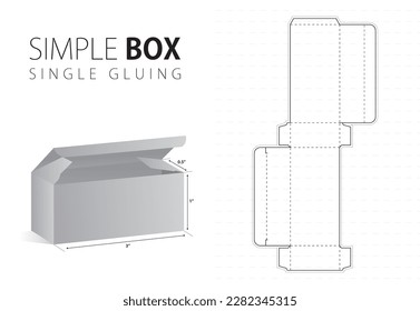 Simple Packaging Box Die Cut Template with 3D Preview Black Editable Blueprint Layout