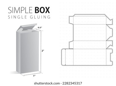Einfache Packbox Die Schnittvorlage mit Schwarz bearbeitbarem Blueprint-Layout der 3D-Vorschau