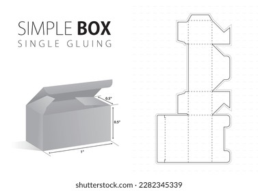 Simple Packaging Box Die Cut Template with 3D Preview Black Editable Blueprint Layout