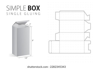 Simple Packaging Box Die Cut Template with 3D Preview Black Editable Blueprint Layout