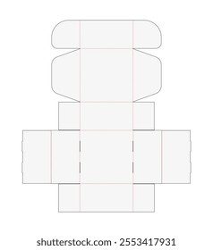 Simple Packaging Box Die Cut Template Blueprint Layout with Cutting and Scoring Lines Vector Draw Graphic Design
