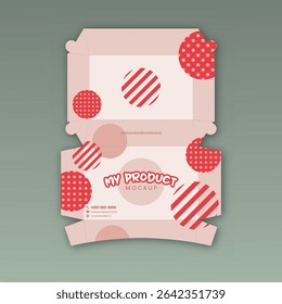 Simple Packaging Box Die Cut Cube Template, Pink Editable Blueprint Layout with Cutting Lines, Vector Illustration