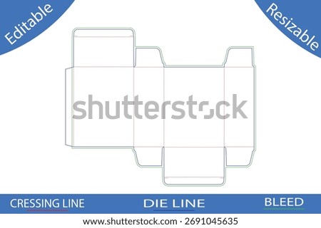 Simple Packaging Box Die Cut ,Box die cut. Realistic carton package blueprint layout. Tall rectangular food and medical pack.