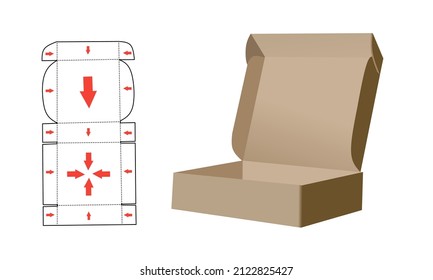 Simple Packaging Box Editable 3D Template with Cutting Lines, isolated on White background, Vector Graphic Design