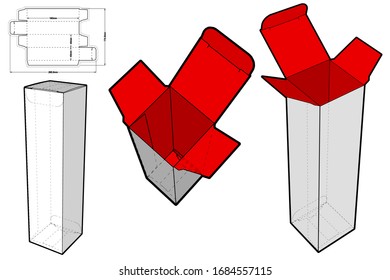 Simple Packaging Box Flute Type E (Internal measurement 4 x 4 + 16 cm) and Die-cut Pattern. The .eps file is full scale and fully functional. Prepared for real cardboard production.