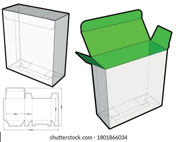 Simple Packaging Box (Internal measurement 12.8x5.1x15cm) and Die-cut Pattern. The .eps file is full scale and fully functional. Prepared for real cardboard production.