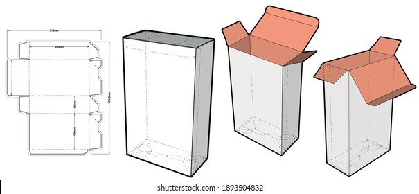 Simple Packaging Box (Internal measurement 12x6x20cm) and Die-cut Pattern. The .eps file is full scale and fully functional. Prepared for real cardboard production.