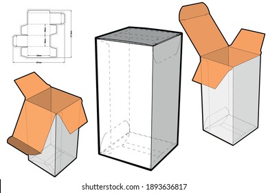 Simple Packaging Box (Internal measurement 5x5x10cm) and Die-cut Pattern. The .eps file is full scale and fully functional. Prepared for real cardboard production.