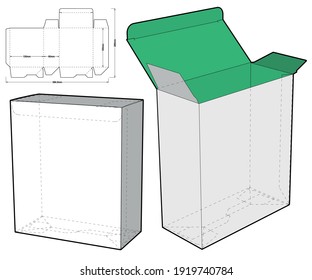 Simple Packaging Box (Internal measurement 13x6x15cm) and Die-cut Pattern. The .eps file is full scale and fully functional. Prepared for real cardboard production.