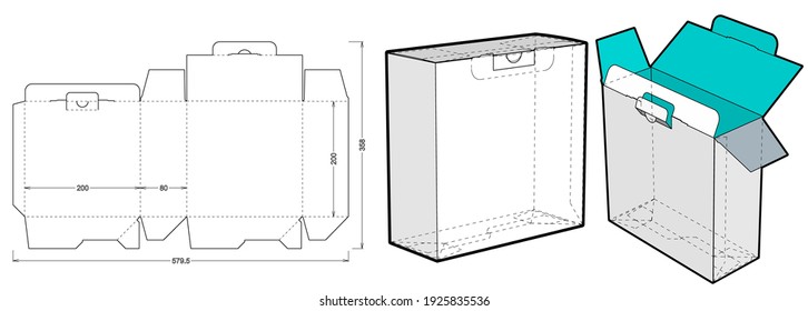 Simple Packaging Box (Internal measurement 20x80x20cm) and Die-cut Pattern. The .eps file is full scale and fully functional. Prepared for real cardboard production.