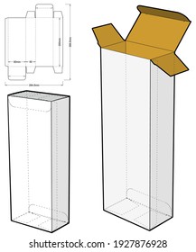 Simple Packaging Box (Internal measurement 9x5x25cm) and Die-cut Pattern. The .eps file is full scale and fully functional. Prepared for real cardboard production.