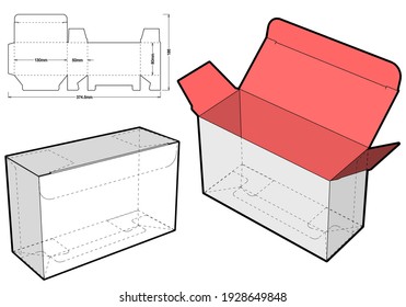 Simple Packaging Box (Internal measurement 13x5x8cm) and Die-cut Pattern. The .eps file is full scale and fully functional. Prepared for real cardboard production.