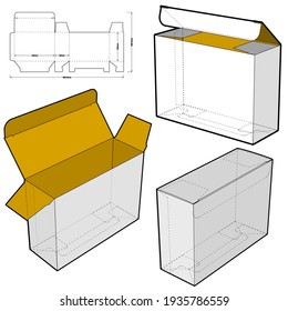 Caja simple de embalaje (medida interna 14x5x10cm) y patrón de corte de mugre. El archivo .eps es de escala completa y totalmente funcional. Preparado para la producción real de cartón.