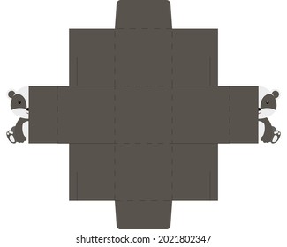 Simple packaging favor box badger design for sweets, candies, small presents, bakery. Party package die cut template, great design for any purposes, birthdays, baby showers, halloween, christmas.