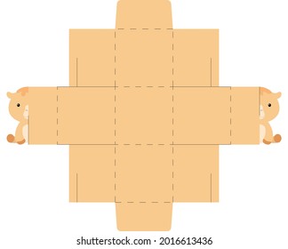 Simple packaging favor box camel design for sweets, candies, small presents, bakery. Party package die cut template, great design for any purposes, birthdays, baby showers, halloween, christmas.