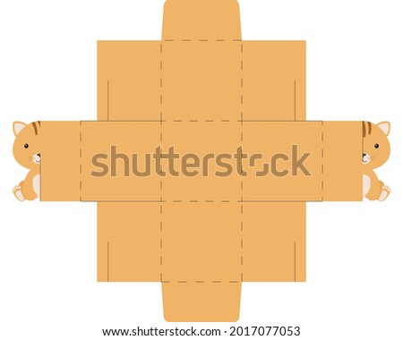 Simple packaging favor box cat design for sweets, candies, small presents, bakery. Party package die cut template, great design for any purposes, birthdays, baby showers, halloween, christmas.