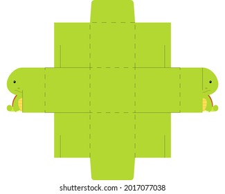 Simple packaging favor box turtle design for sweets, candies, small presents, bakery. Party package die cut template, great design for any purposes, birthdays, baby showers, halloween, christmas.