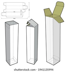 Simple Packaging Folding Box (Internal measurement 5x5x25cm) and Die-cut Pattern. The .eps file is full scale and fully functional. Prepared for real cardboard production.