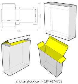 Caja plegable simple de empaque (medida interna 20x7x20cm) y patrón de corte por mugre. El archivo .eps es de escala completa y totalmente funcional. Preparado para la producción real de cartón.