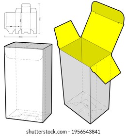 Simple Packaging Folding Box (Internal measurement 7x5x13cm) and Die-cut Pattern. The .eps file is full scale and fully functional. Prepared for real cardboard production.