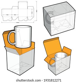 Caja simple de empaquetado y patrón de corte por mugre. El archivo .eps es de escala completa y totalmente funcional. Preparado para la producción real de cartón.