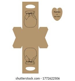 Simple Packaging Template with jar and tag with text “Thank You for Your Order” on white background. Vector Draw Graphic Design.