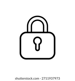 Ícone de cadeado simples em estilo de contorno: segurança, cadeado e vetor de símbolo de privacidade.