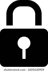 A Simple Padlock Icon Vector Silhouette Illustration on white background