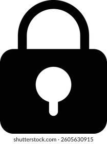 A Simple Padlock Icon Vector Silhouette Illustration on white background