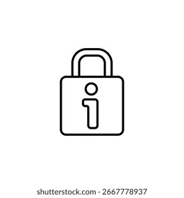Einfaches Vorhängeschloss mit Informationssymbol für Sicherheit und Datenschutz