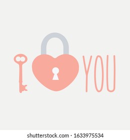 simple padlock lock of love cartoon without key. concept & creative vector simple cool modern. locked lock heart shape isolated flat design for wedding card & valentines day. i love you typography key