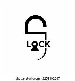 Simple padlock logo design with word lock and key hole symbol.