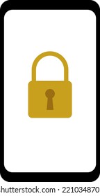 Simple padlock on smartphone screen