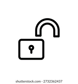Simple padlock symbol in vector format, representing security, accessibility, and unhindered access in a modern design.