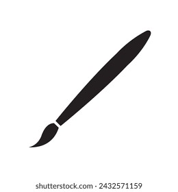 Simple paint brush silhouette icon. Vector.