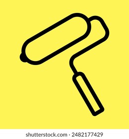 simple paint icon, line vector isolated on yellow background. trendy and modern design