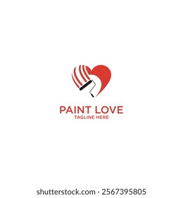 Simple paint love logo design with modern concept premium vector