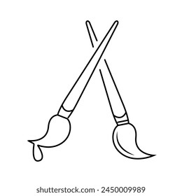 Icono de línea simple relacionada con pintura. Icono de Conjunto de pinceles, Icono de arte, Ilustración vectorial.