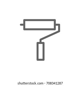 Simple paint roller and brash icon. Symbol and sign vector illustration design. Editable Stroke. Isolated on white background