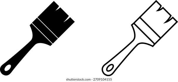 Design de ícone de pincel simples em estilo preto e branco para projetos gráficos e usos criativos