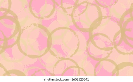 Simple painted circles geometry fabric print. Round shape stain overlapping elements vector seamless pattern. Grunge texture circles geometry fabric background.