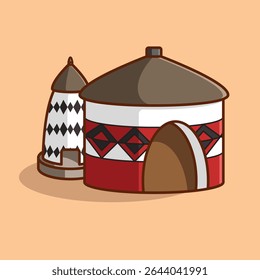 Simple Painted House of Bolgatanga cartoon vector illustration Collection of Traditional House concept icon isolated