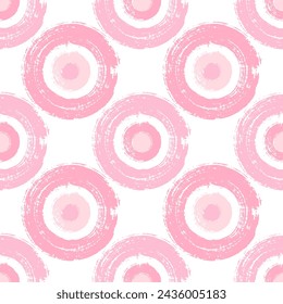 Simple painted round shapes seamless pattern vector design. Baby clothes print. Stylish paint doodling. Hand drawn ink brush stroke circles. Round ink painting shapes endless pattern.