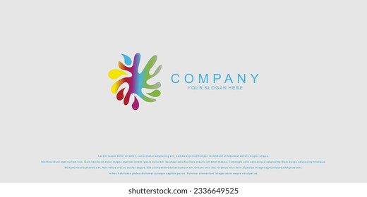 Simple painting logo design with full color concept | premium vector