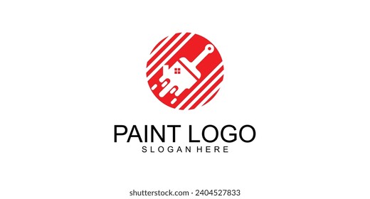 Simple painting logo template design with full collor| premium vector