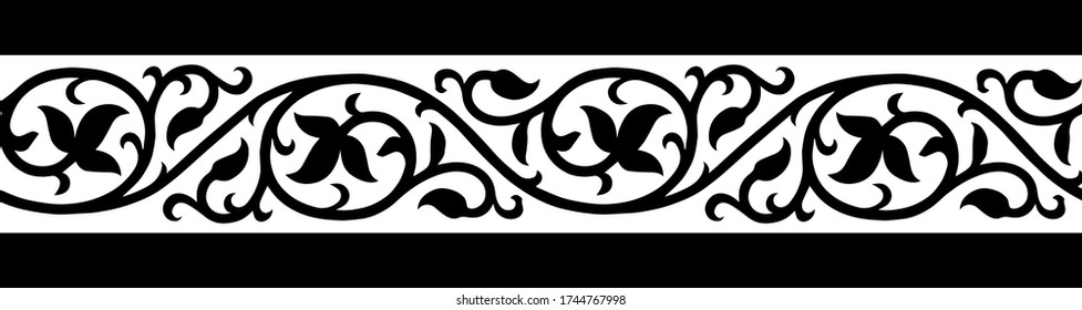 Simple paisley border pattern with white background