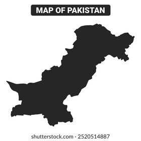 Simple Pakistan Mapa negro Ilustración vectorial plana