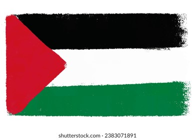 Simple Palestine Flag Brush Stroke Colors isolated on white background. Grunge hand drawn painted Palestinian Flag. Vector Illustration.