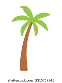 Simple Palm Coconut Tree Vector Cartoon Animated Icon Clipart Graphic for Summer Isolated on White Background