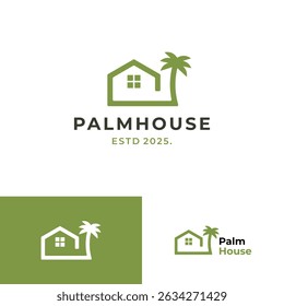 Simple Palm house logo design with line style